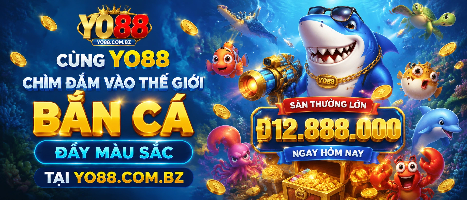 Bắn cá yo88 với giao diện sảnh đại dương và nhiều chế độ chơi